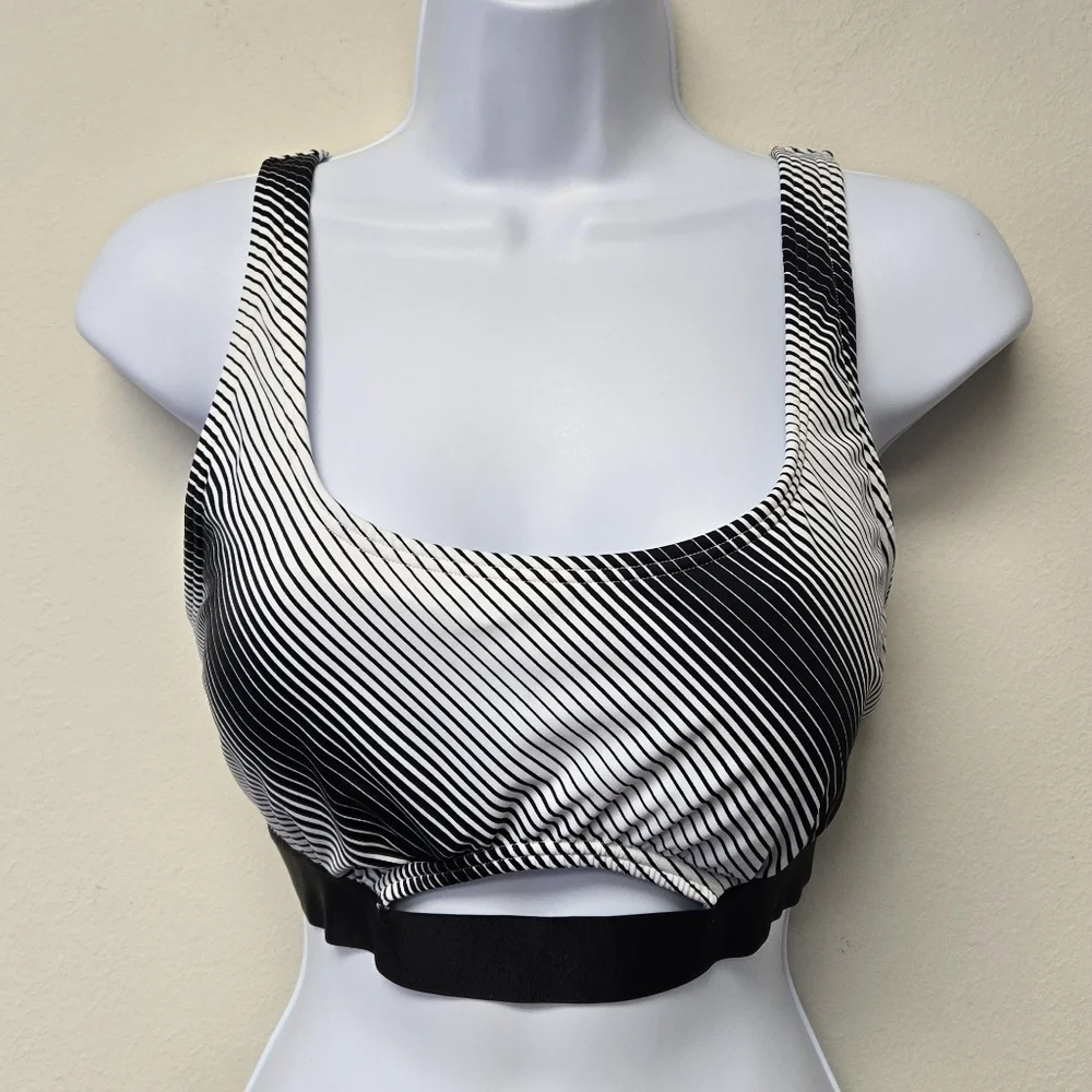 Victoria's Secret Stripe Sports Bra Black White L